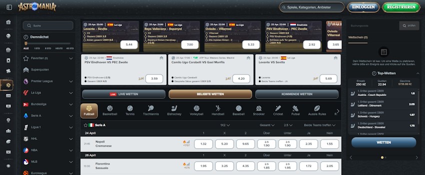AstroMania Sportwetten Schweiz