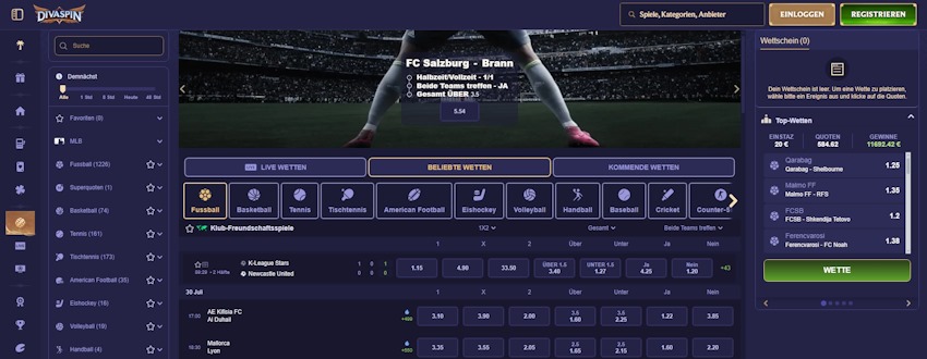 Diva Spin Sportwetten Schweiz
