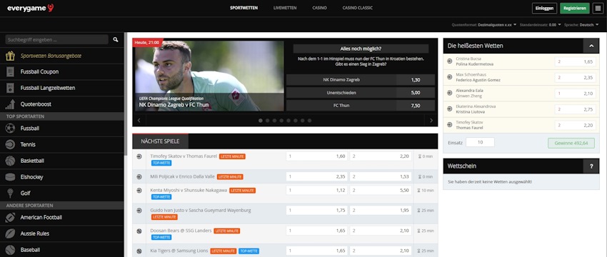 Everygame Sportwetten Schweiz