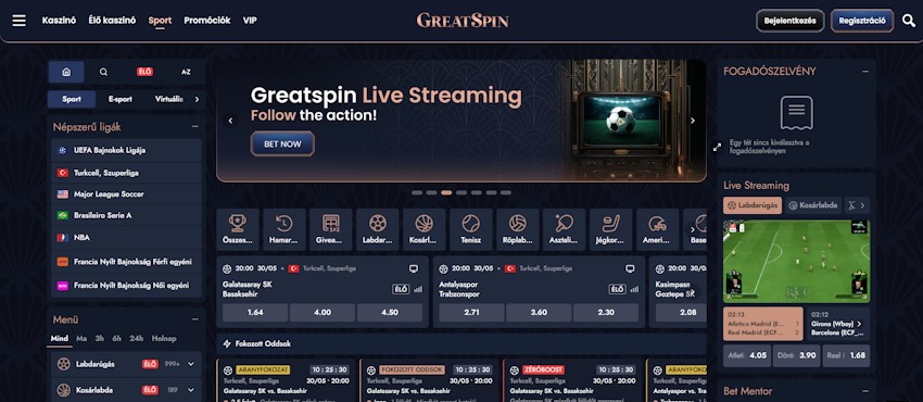 GreatSpin sportfogadás Magyarországon