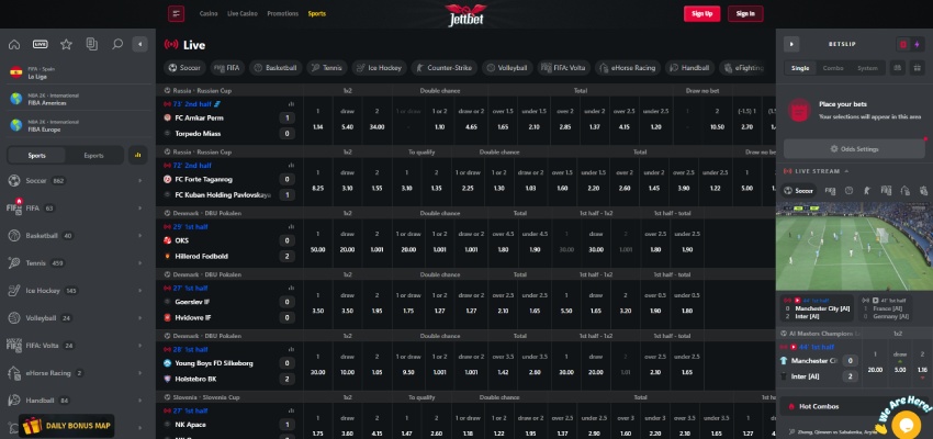 Jettbet élő sportfogadás