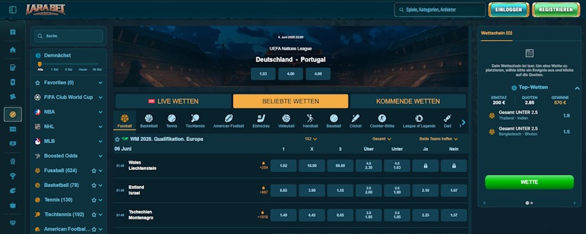 Larabet Sportwetten Schweiz