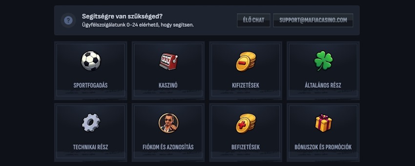 Mafia kaszinó ügyfélszolgálat