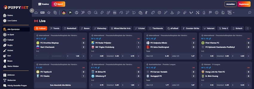 PuppyBet Live Wetten
