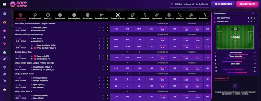 Robycasino élő fogadás