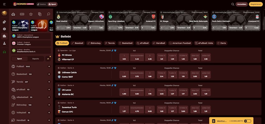 RomanCasino Sportwetten