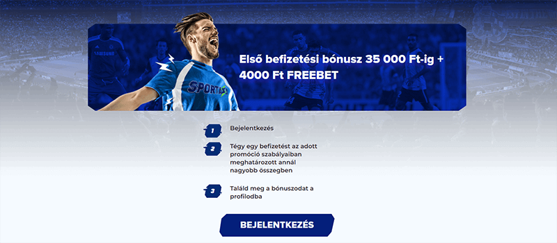 100%-os első befizetéshez kötött kezdő bónusz sportfogadás termékhez új ügyfeleknek