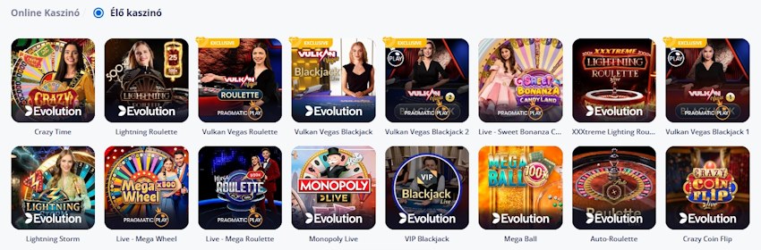 Vulkan Vegas élő kaszinó játékok