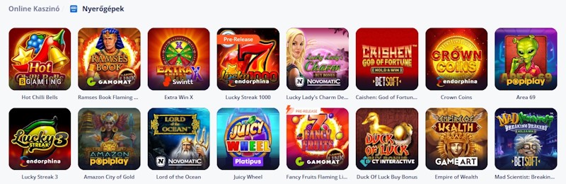 Vulkan Vegas kaszinó nyerőgépes játékok