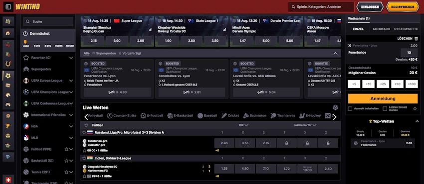 Wintino Sportwetten Schweiz