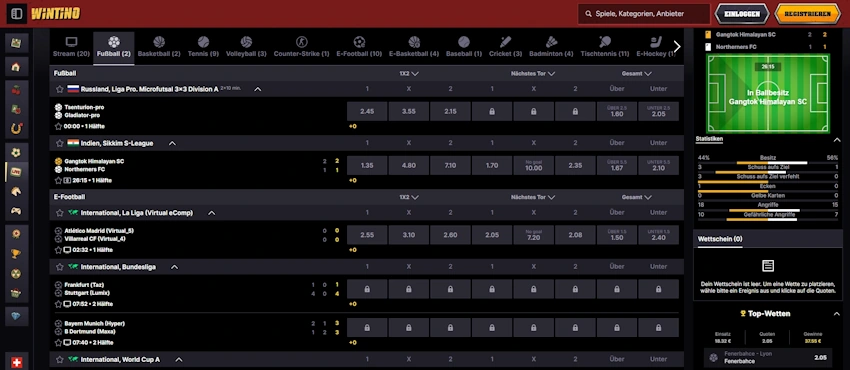 Wintino Live Wetten