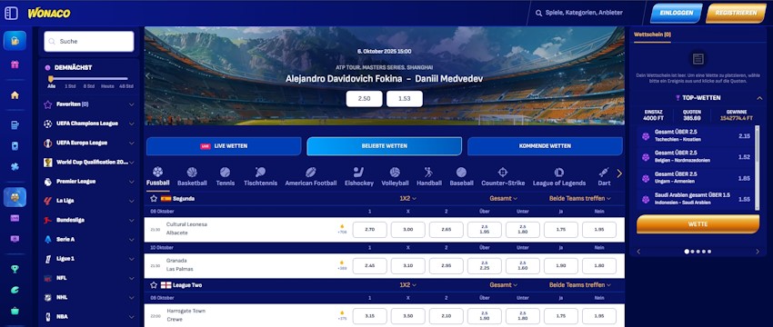 Wonaco Sportwetten Schweiz