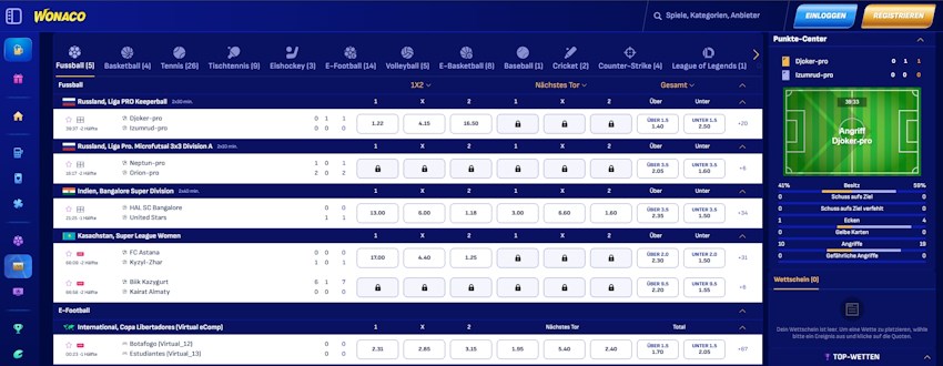Wonaco Live Wetten